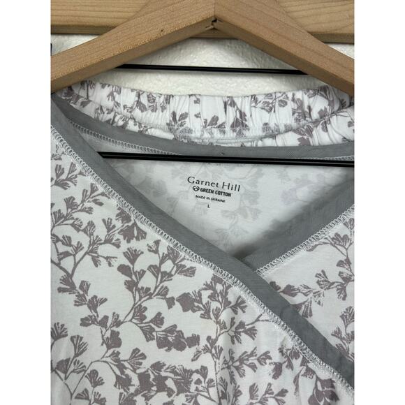 Garnett Hill Asian Wrap Long Pajama Set White Sz Large - Picture 3 of 4